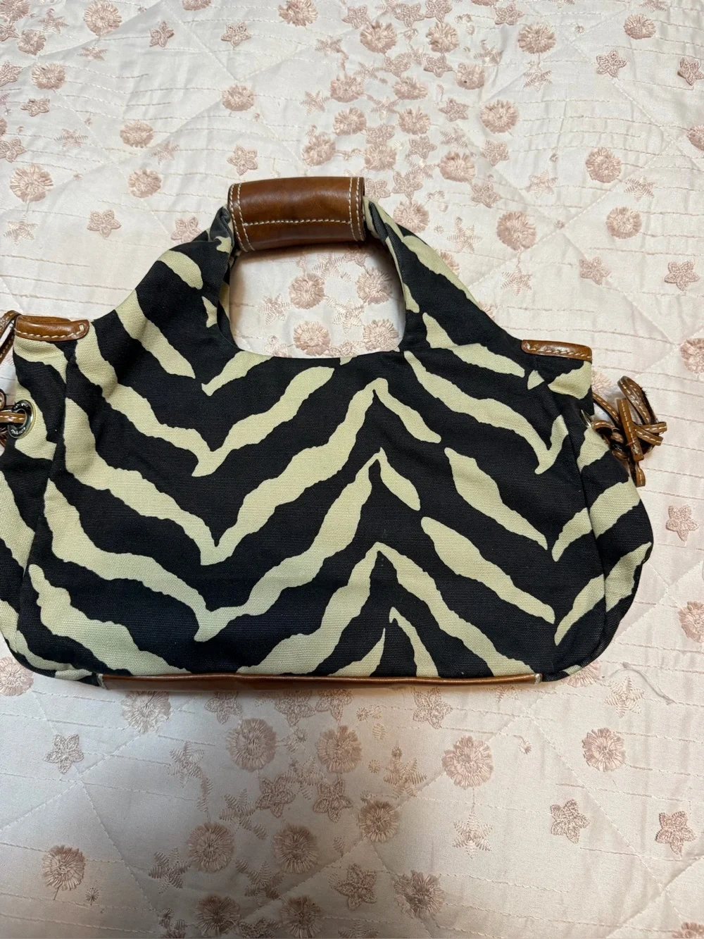 Vintage Kate Spade Zebra Print Canvas Shoulder Bag Hobo - Y2K Green Polka Dot